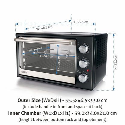 42L Oven Toaster Griller (OTG) | 2000W Convection Oven with Motorized Rotisserie | Ideal for Baking, Grilling, Toasting & Roasting – Black