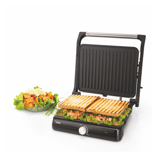 GLEN Electric Contact Grill & Sandwich Maker with 180-degree opening, Non-Stick Plates, 2000w - (SA3031INCG)