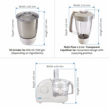 Food Processor Complete Kitchen Machine 700W b� 2 Jars, Citrus Juicer 3 SS Disc Blades -White (4052LX)