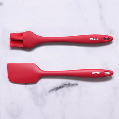 Meyer Silicone Accessories 2 pcs set - (Spatula + Brush), Red