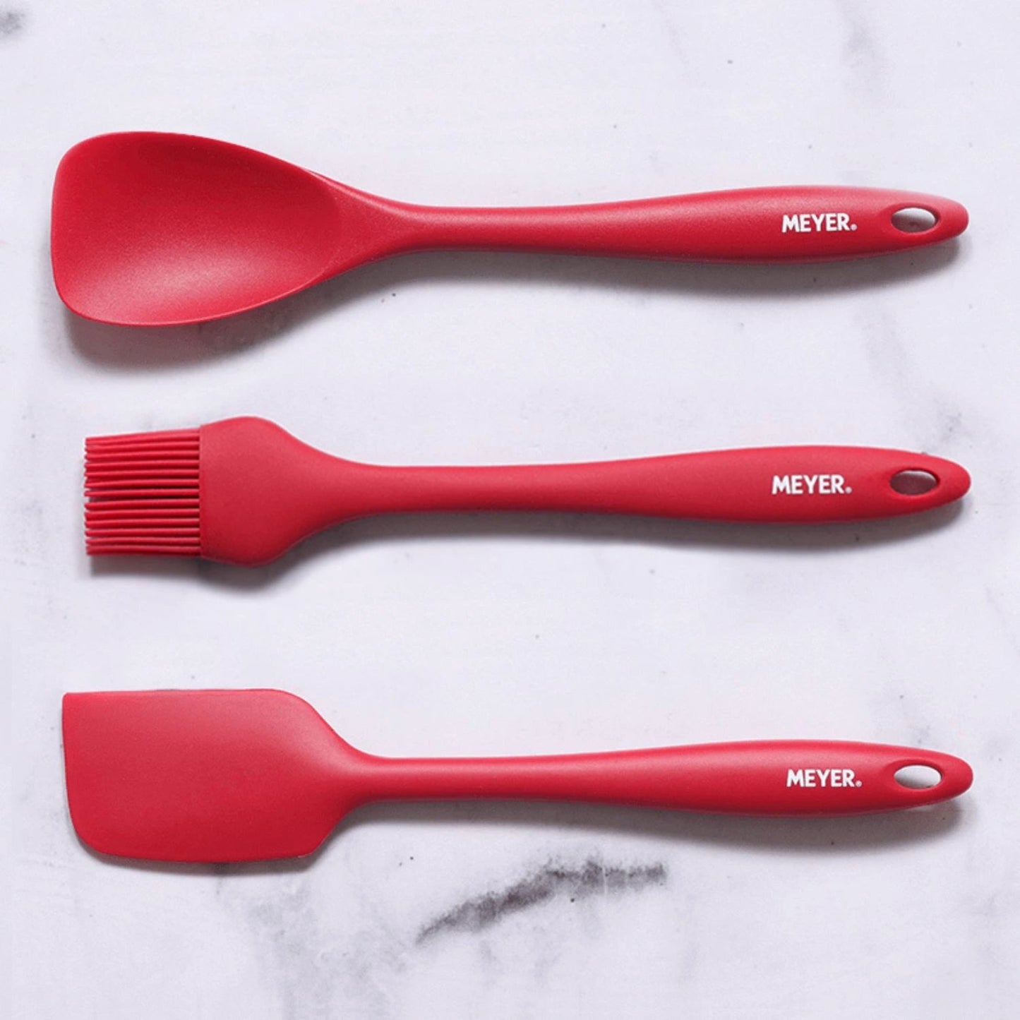 Meyer Silicone Accessories 3 pcs set - (Spatula + Turner + Brush), Red