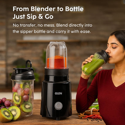 GLEN Active-Blender, 350W Grinder Blender, 2 Unbreakable Food Grade Jars with Sipper Cap (SA4048NSIP)