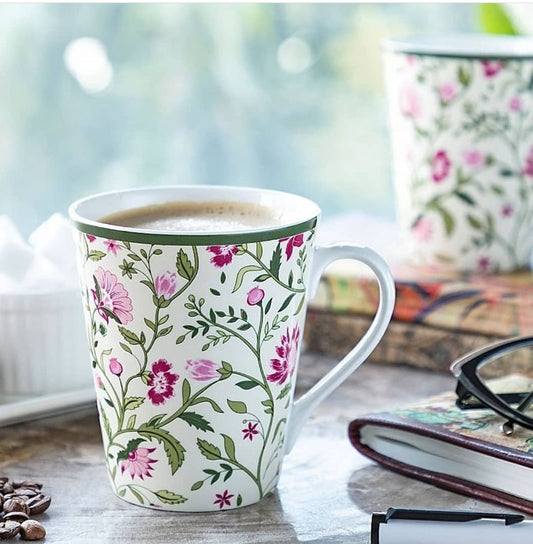 Claycraft India Circus Rose Mallow Moscheutos Zing Milk Mugs | Set of 2 (340ml)