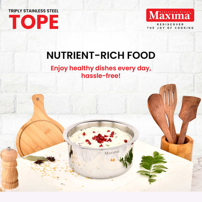 Maxima Triply Stainless Steel Tope with Lid | Induction Friendly