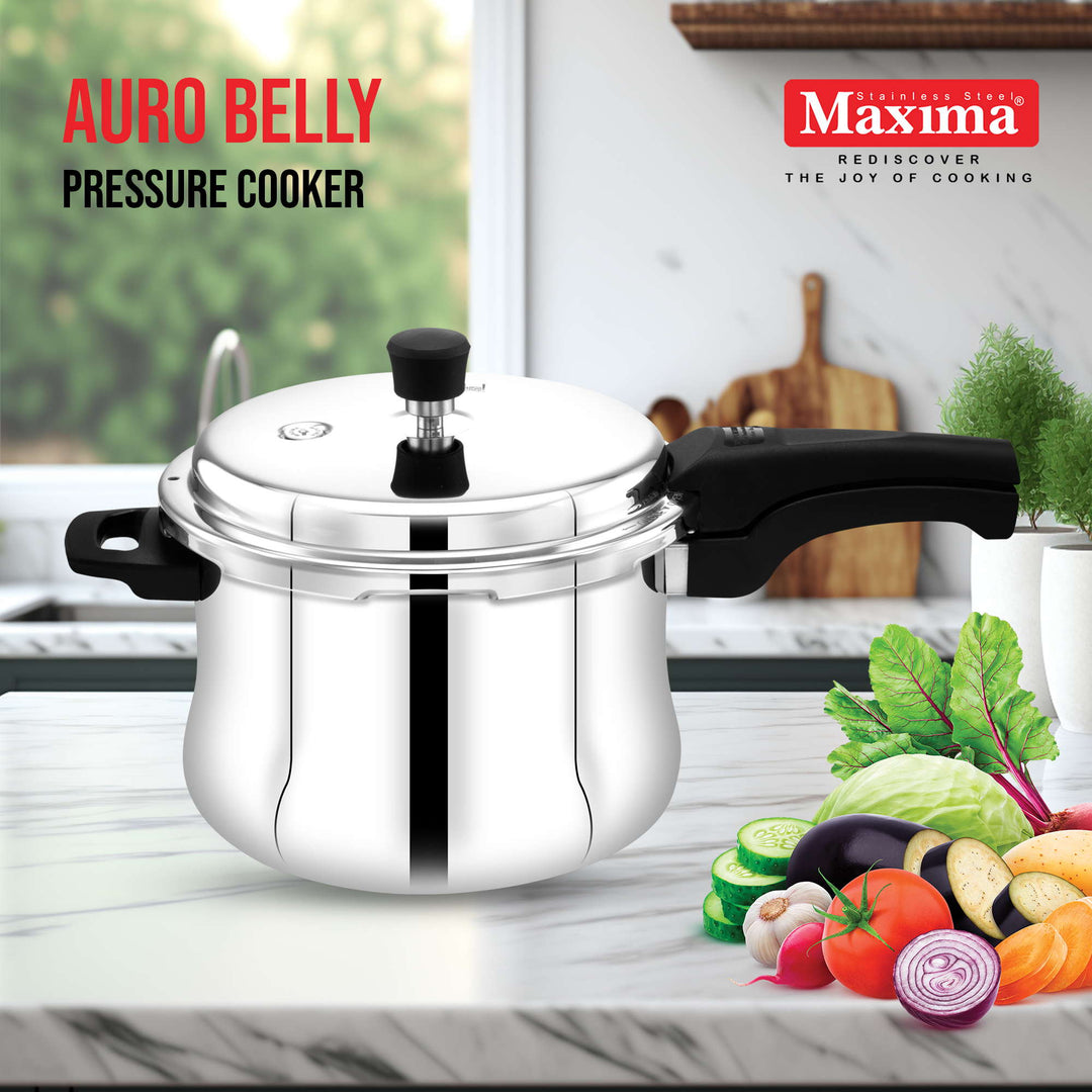 Maxima Stainless Steel Auro Belly Pressure Cooker (induction safe)