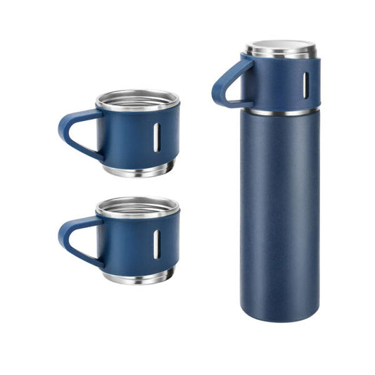 KAIROS Premium Vacuum Flask with Cups Set (500 ml) | Insulated Hot & Cold Water Bottle | Travel & Home Use