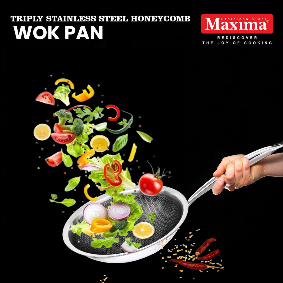 Maxima Triply Honeycomb Wok Pan (Induction Friendly)