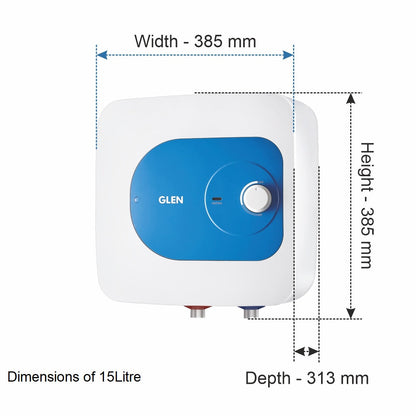 Water Heater 2000W 8 Bar Pressure Glasslined Element and Tank, Temperature control (7054) - 15L/25L