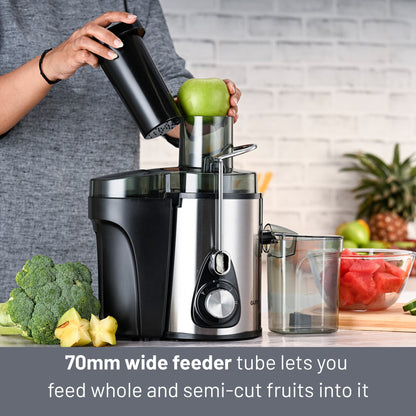 GLEN Centrifugal Juicer 600W, Full Apple Feeding Tube 600ml Juice Collector, Stainless Steel Filter (4019)