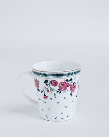 Claycraft Magique by The Wishing Chair x Clay Craft, Portrait of a Rose Zing Coffee Mug with Dessert Plates Set of 8 Pcs (4 Mugs + 4 Plate)