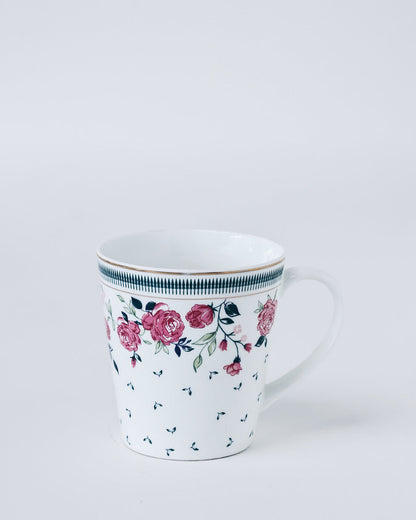 Claycraft Magique by The Wishing Chair x Clay Craft, Portrait of a Rose Zing Coffee Mug with Dessert Plates Set of 8 Pcs (4 Mugs + 4 Plate)