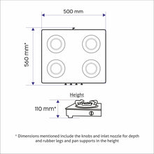 4 Burner LPG Glass Gas Stove Junior with Brass Burner - CT1040GTJUBB