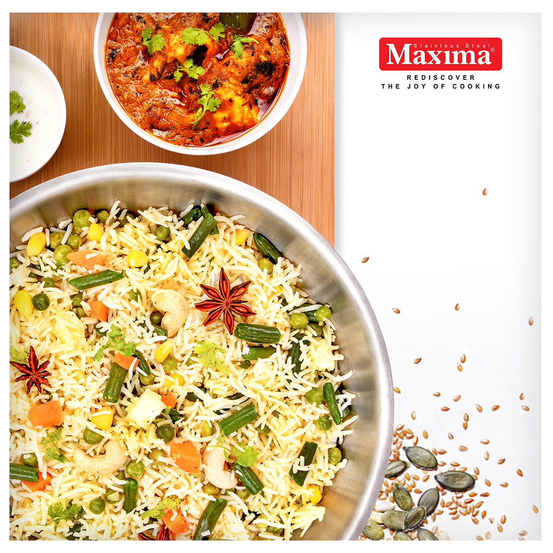 Maxima Kitchenware Triply Stainless Steel Tasla with Lid