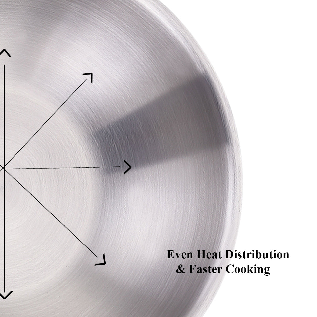 Maxima Kitchenware Triply Stainless Steel Tasla with Lid