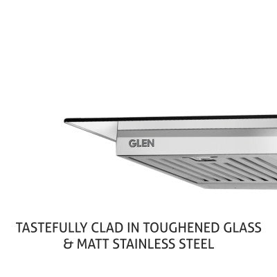 Electric Kitchen Chimney, T Shape Glass Baffle filters 60cm 1250 m3/h -Silver (6062 SS)