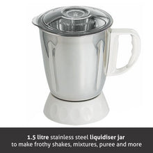 Mixer Grinder 750W 100% Copper Motor, 1 Transparent Jar, 3 Stainless Steel Jars, - White (4022 PLUS)