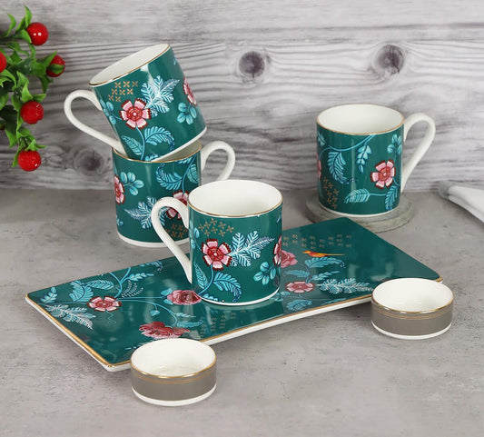 Claycraft India Circus Marine Opulence Snack Platter & Coffee Mug Set Mugs (220ml) / Dip Bowl (60ml)