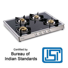 4 Burner Glass Gas Stove Mirror Finish 1 High Flame 3 Forged Brass Burner 70 CM (1048 GT FBM)