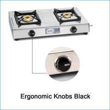2 Burner Stainless Steel  Gas Stove with Brass Burner (1020 SS BB)
