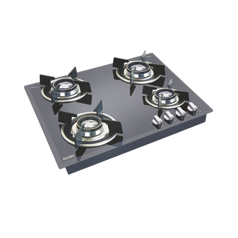 Glen 4 Burner Black Glass Hob Top 60