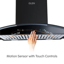 Kitchen Chimney Curved Glass with Motion Sensor Baffle filter 60cm 1250 m3/h -Black (6071 BLMS)
