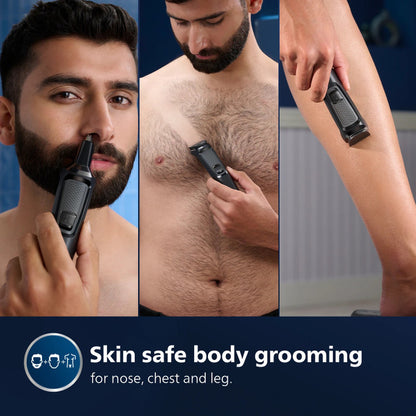 PHILIPS Series 3000 Multigroom, All in one Trimmer for Head and Body 6 in 1 | 60 min Runtime (MG3724/30)