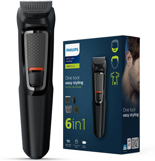 PHILIPS Series 3000 Multigroom, All in one Trimmer for Head and Body 6 in 1 | 60 min Runtime (MG3724/30)