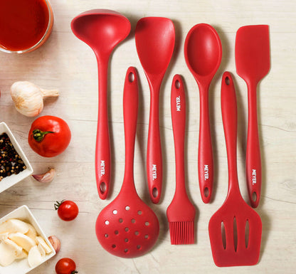 Meyer Silicone Accessories 3 pcs set - (Spatula + Turner + Brush), Red