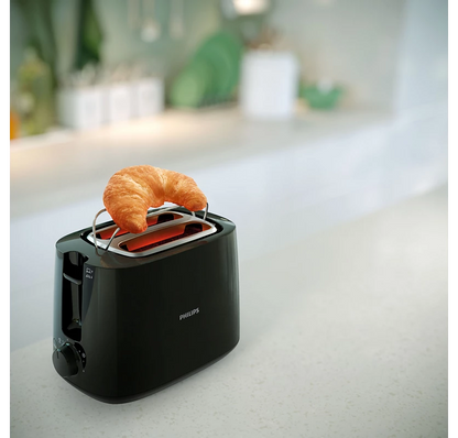 PHILIPS Daily Collection Toaster |8 settings, Integrated bun warming rack, Compact design, Sandwich rack (HD2583/90)