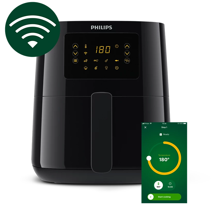 PHILIPS 4.1L Airfryer 5000 Series Connected | Rapid air technology, 7 Presets (HD9255)