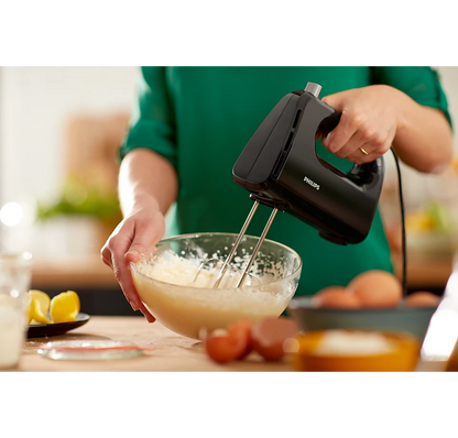 PHILIPS 300 W Daily Collection Mixer | Strip beaters & dough hooks, Lightweight (HR3705/10)