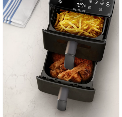 PHILIPS Airfryer 4000 Series Stacked Dual Basket | RapidAir Technology, 2 stacked basket | Perfect for Modern Kitchens (NA462/79)