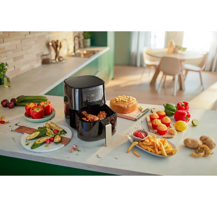 PHILIPS 3000 Series Airfryer L | Rapid Air Technology, Compact 4.1L Airfryer (HD9252/70)