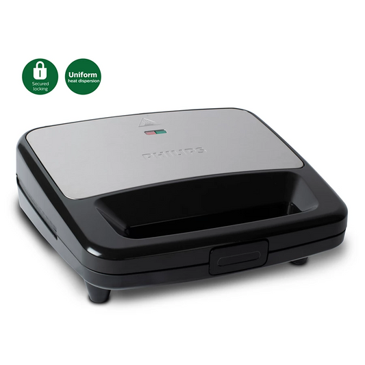 PHILIPS Viva Collection 1.8kg Panini Maker | XL size plates, Secured locking, Insta Heating & Non-stick plates (HD2289/00)
