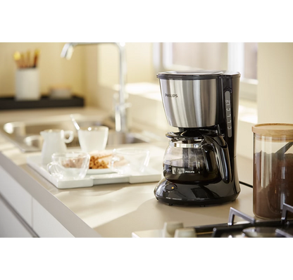 PHILIPS Daily Collection Coffee Maker with Glass Jug Black and Metal Color 700w/1000w (HD7434/20)