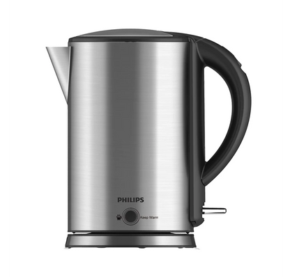 PHILIPS Viva Collection Kettle | Food-Grade Stainless-steel 1.7L Kettle | Heat-Resistant, Safe boil body, Detachable Filter (HD9316/06)