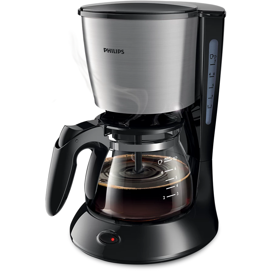 PHILIPS Daily Collection Coffee Maker with Glass Jug Black and Metal Color 700w/1000w (HD7434/20)