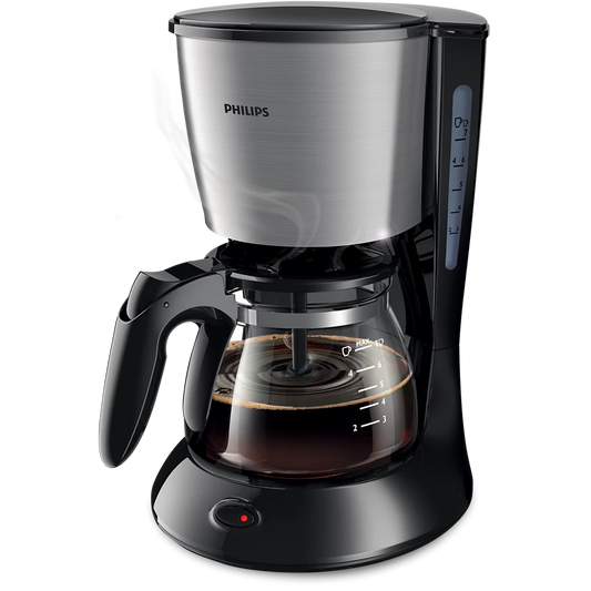 PHILIPS Daily Collection Coffee Maker with Glass Jug Black and Metal Color 700w/1000w (HD7434/20)