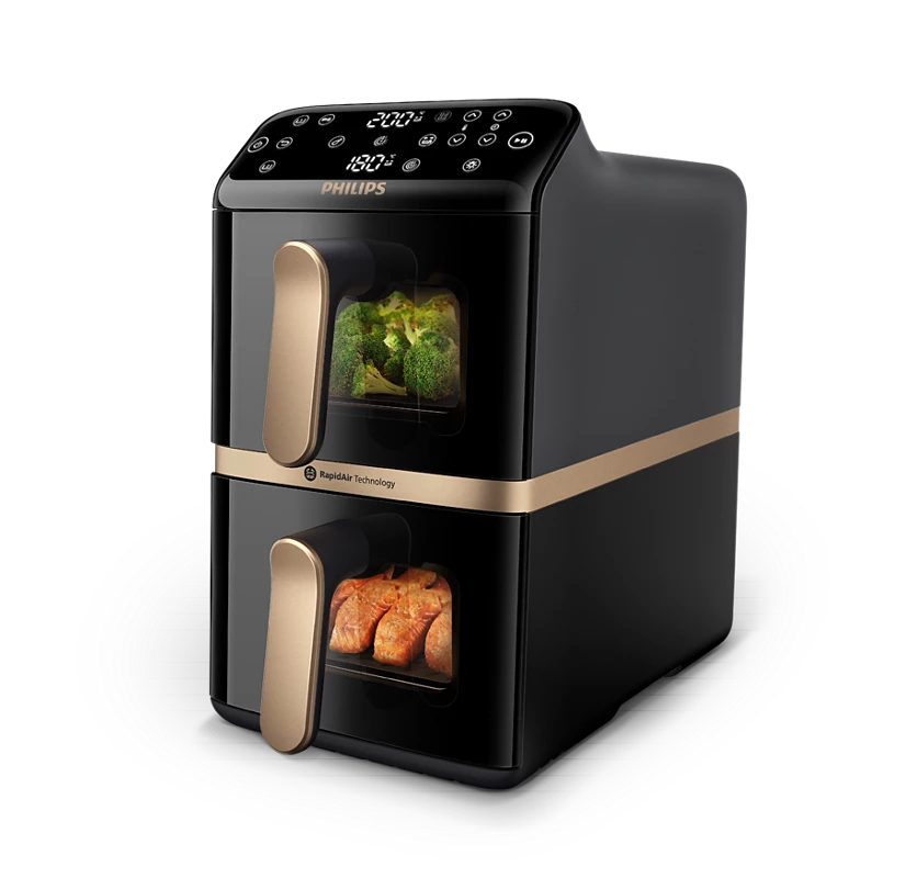PHILIPS Airfryer 4000 Series Stacked Dual Basket | RapidAir Technology, 2 stacked basket | Perfect for Modern Kitchens (NA462/79)
