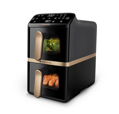 PHILIPS Airfryer 4000 Series Stacked Dual Basket | RapidAir Technology, 2 stacked basket | Perfect for Modern Kitchens (NA462/79)