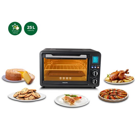 PHILIPS Viva Collection 25L Oven Toast Griller | Opti Temp Technology, 10 Presets menu, Digital Display panel (HD6975)