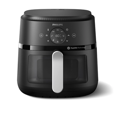 PHILIPS 2000 Series Airfryer 2000 series 6.2L (Silver) 30.9 x 40.3 x 30.8 CM | Preset cooking function, Rapid air technology, Cooking window | Uses upto 90% less Fat, 1700W | Perfect for Modern Kitchens (NA231/00)