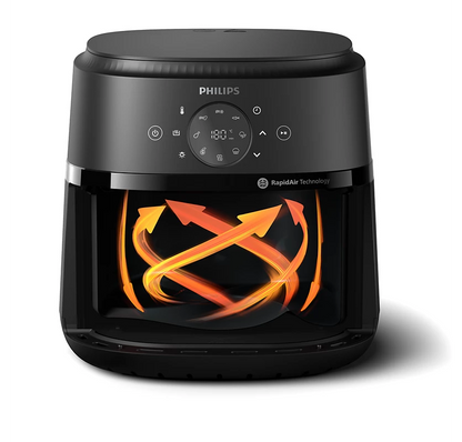PHILIPS 2000 Series Airfryer 2000 series 6.2L (Silver) 30.9 x 40.3 x 30.8 CM | Preset cooking function, Rapid air technology, Cooking window | Uses upto 90% less Fat, 1700W | Perfect for Modern Kitchens (NA231/00)