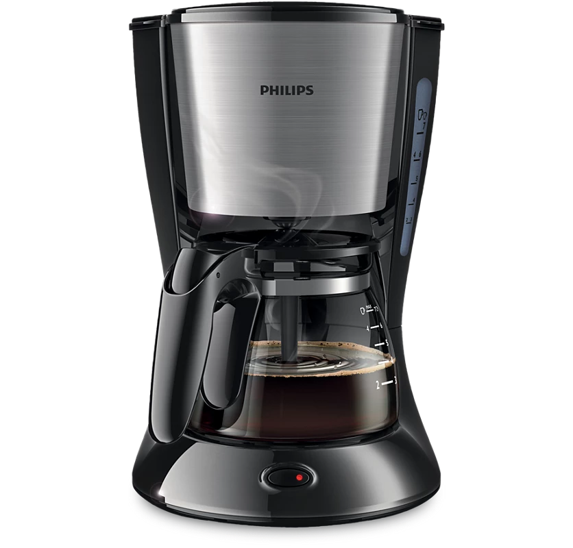 PHILIPS Daily Collection Coffee Maker with Glass Jug Black and Metal Color 700w/1000w (HD7434/20)