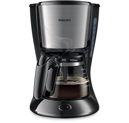 PHILIPS Daily Collection Coffee Maker with Glass Jug Black and Metal Color 700w/1000w (HD7434/20)