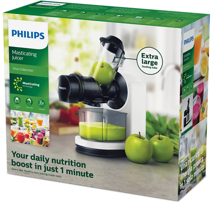 PHILIPS Viva Collection XL Tube Masticating juicer | Quick clean, Easy assembly, Integrated cord storage (HR1887/81)