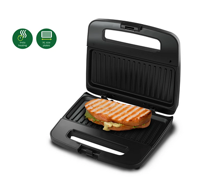 PHILIPS Viva Collection 1.8kg Panini Maker | XL size plates, Secured locking, Insta Heating & Non-stick plates (HD2289/00)