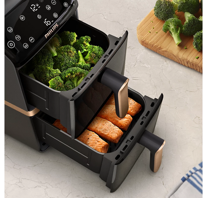 PHILIPS Airfryer 4000 Series Stacked Dual Basket | RapidAir Technology, 2 stacked basket | Perfect for Modern Kitchens (NA462/79)