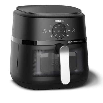 PHILIPS 2000 Series Airfryer 2000 series 6.2L (Silver) 30.9 x 40.3 x 30.8 CM | Preset cooking function, Rapid air technology, Cooking window | Uses upto 90% less Fat, 1700W | Perfect for Modern Kitchens (NA231/00)