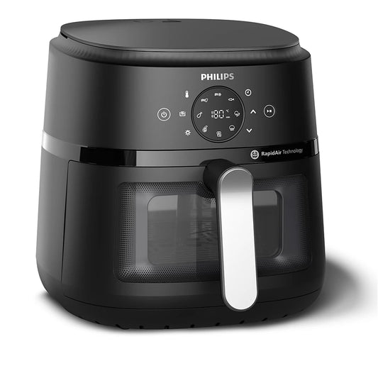 PHILIPS 2000 Series Airfryer 2000 series 6.2L (Silver) 30.9 x 40.3 x 30.8 CM | Preset cooking function, Rapid air technology, Cooking window | Uses upto 90% less Fat, 1700W | Perfect for Modern Kitchens (NA231/00)
